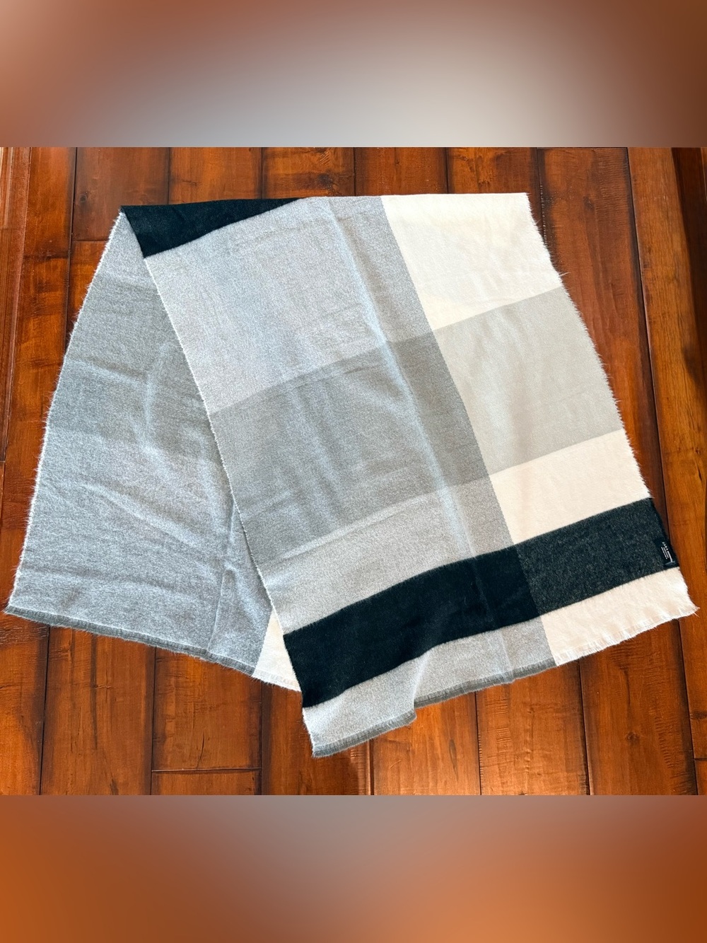 Zara Gray, Black & White Plaid Wrap Scarf